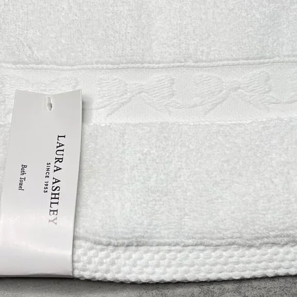 Laura Ashley 6Pc White Bows Bath Towels Set - Picture 7 of 7